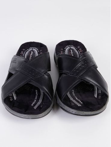 Chinelo em Couro Pegada Masculino Preto