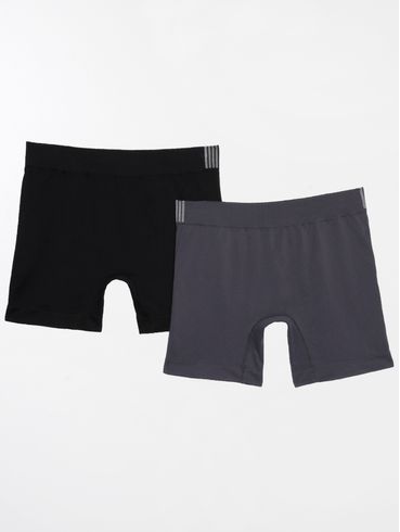 Kit com 02 Cuecas Boxer Selene Masculinas Preto/Chumbo