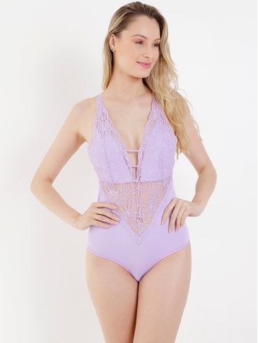 Body com Renda Feminino Lilás