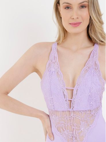 Body com Renda Feminino Lilás