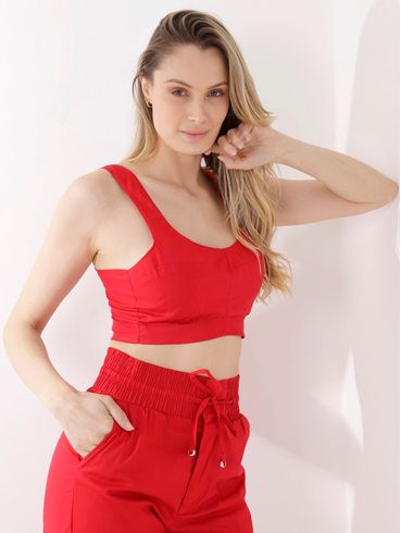 Top Cropped Autentique Feminino Vermelho