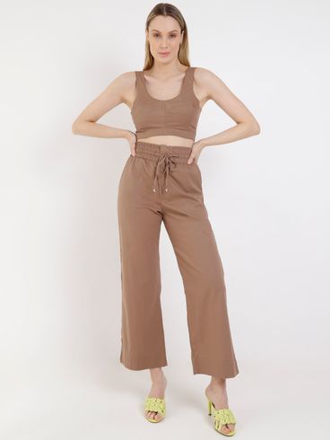Top Cropped Autentique Feminino Marrom