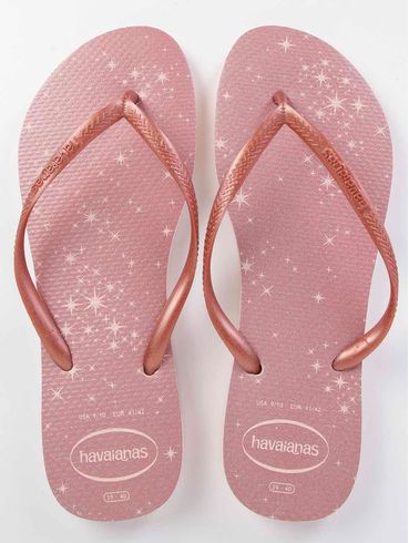 Chinelo Havaianas Slim Gloss Feminino Rosa/Dourado