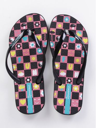 Chinelo Ipanema Juvenil Para Menina - Preto/Rosa