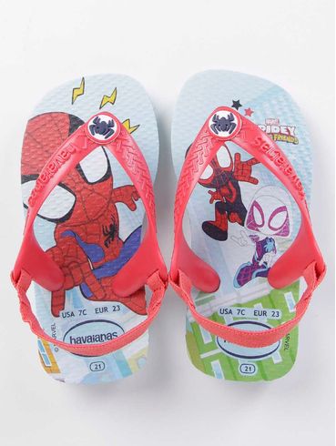 Sandália Havaianas Marvel Infantil Para Bebê Menin Azul/Vermelho