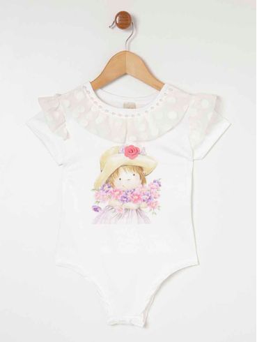 Body Infantil Para Menina - Off white