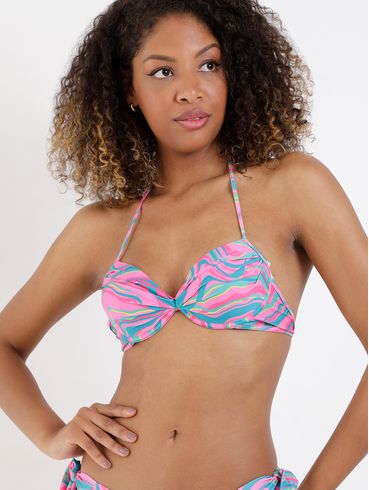 Biquíni Top Drapeado Com Bojo Feminino Rosa