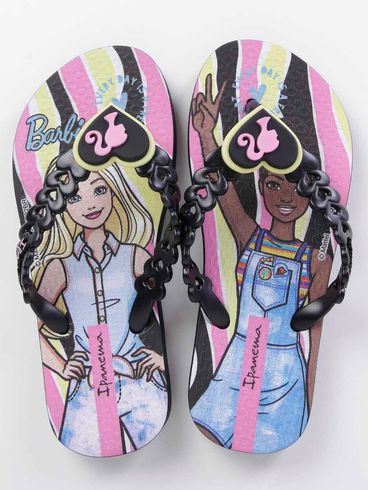 Chinelo Ipanema Barbie Infantil Para Menina - Preto/Azul