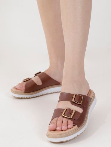 Rasteira Birken Pegada Feminina Marrom