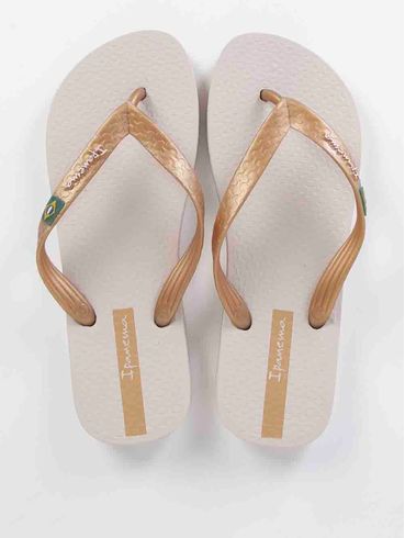 Chinelo Ipanema Feminino Bege/Dourado