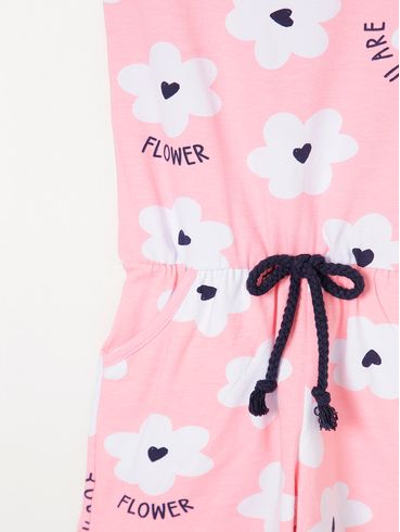 Macaquinho Estampado Infantil Para Menina - Rosa