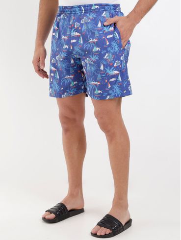 Short Estampado Full Surf Masculino Azul Marinho