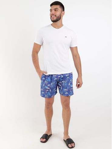 Short Estampado Full Surf Masculino Azul Marinho