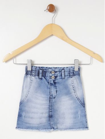 Saia Jeans Infantil Para Menina - Azul