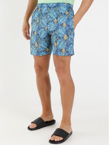 Short Estampado Full Surf Masculino Azul Marinho