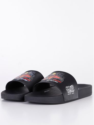 Chinelo Slide Rider Naruto Juvenil Para Menino - Preto/Laranja