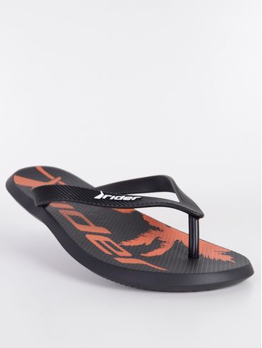 Chinelo Rider Style Dedo Masculino Preto/Laranja