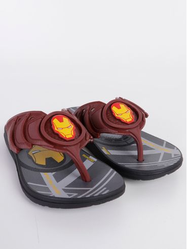 Chinelo Marvel Infantil Para Menino - Preto/Bordô