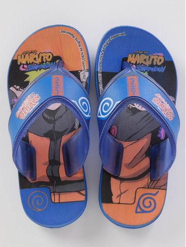 Chinelo Naruto Infantil Para Menino - Azul/Laranja