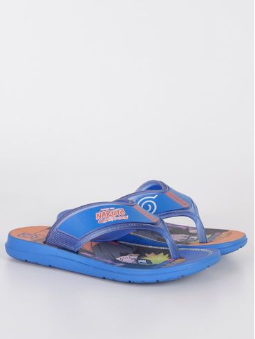 Chinelo Naruto Infantil Para Menino - Azul/Laranja