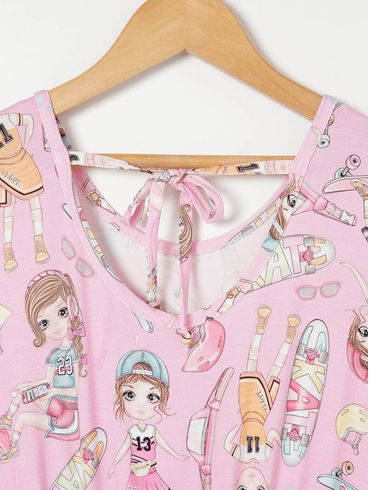 Macacão Estampado Infantil Para Menina - Rosa