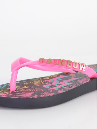 Chinelo Ipanema Rainbow High Infantil Para Menina Preto/Rosa