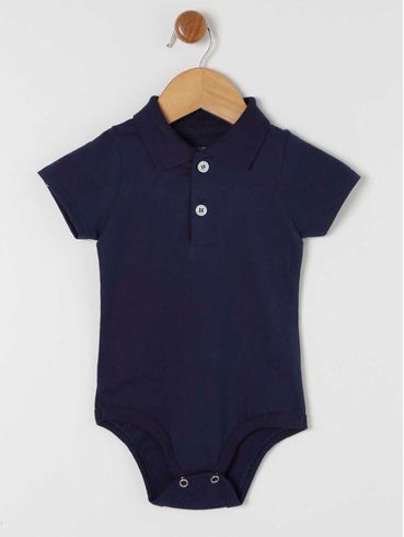 Body Polo Infantil Para Bebê- Azul