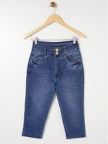 Bermuda Jeans Maria João Feminina Azul