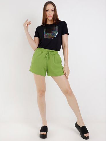 Short de Tecido Feminino Verde