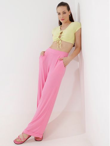 Top Cropped Autentique Feminino Amarelo