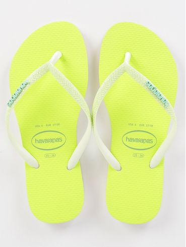 Chinelo Havaianas Slim Glitter Neon Feminino Verde