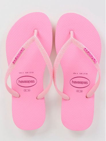 Chinelo Havaianas Slim Glitter Neon Feminino Rosa