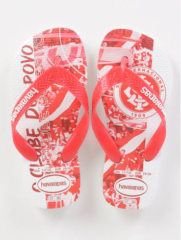 Chinelo Havaianas Internacional Infantil Para Meni Branco/Vermelho