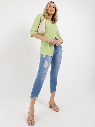 Camisa Alongada Feminina Verde