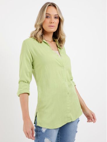 Camisa Alongada Feminina Verde