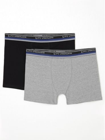 Kit 02 Cuecas Boxer Lupo Masculinas Cinza/Preto