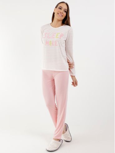 Pijama Longo Feminino Salmão