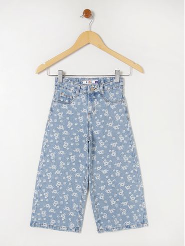 Calça Jeans Wide Leg Kid+ Infantil Para Menina - Azul