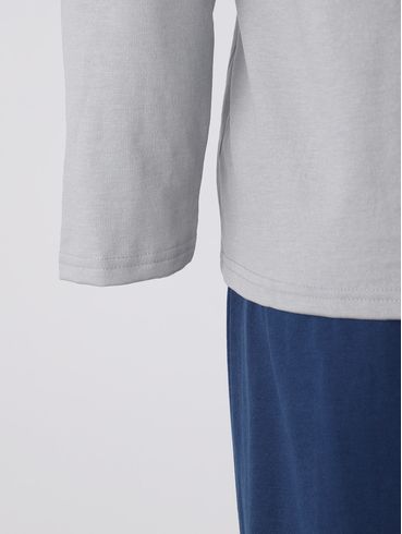 Pijama Longo Masculino Cinza/Azul Marinho