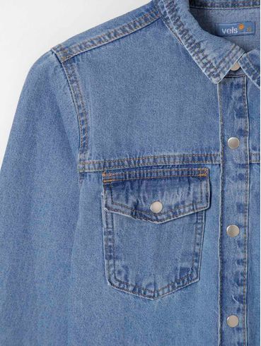 Camisa Jeans Vels Juvenil Para Menino - Azul