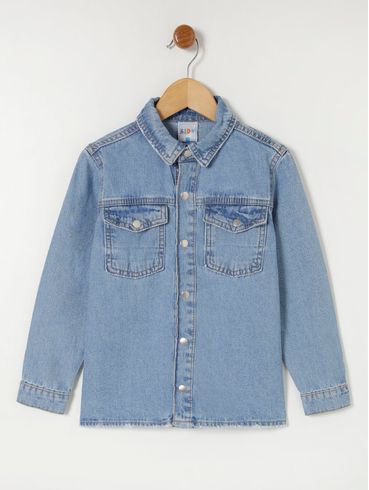 Camisa Jeans Kid+ Infantil Para Menino - Azul