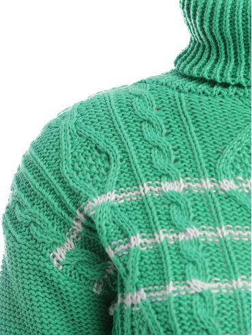 Blusão de Tricot Listrado Feminino Verde