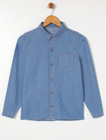 Camisa Jeans Vels Juvenil Para Menino - Azul