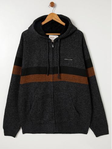 Cardigan de Tricot Gangster Plus Size Masculino Chumbo