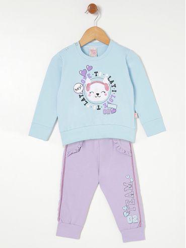 Conjunto Longo Infantil Para Bebê- Azul