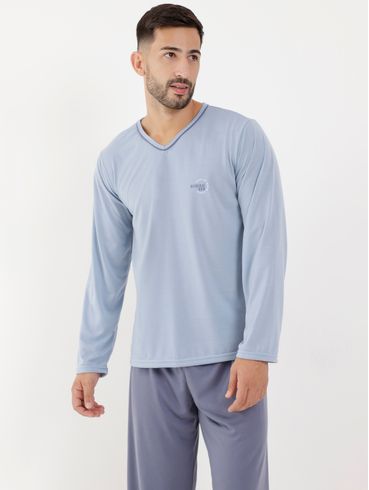 Pijama Longo Masculino Azul