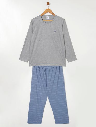 Pijama Longo Masculino Cinza