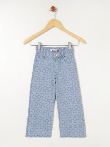 Calça Jeans Wide Leg Kid+ Infantil Para Menina - Azul