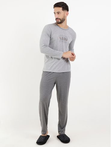 Pijama Longo Masculino Cinza