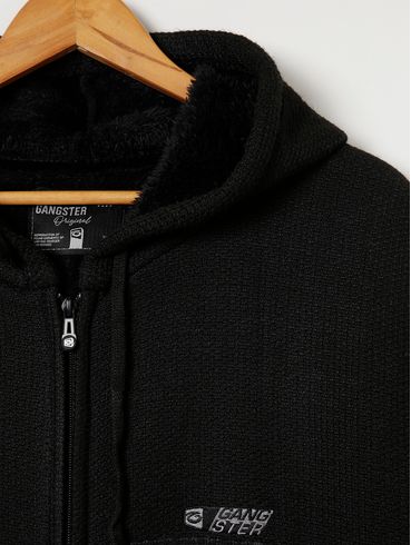 Cardigan Gangster Plus Size Masculino Preto